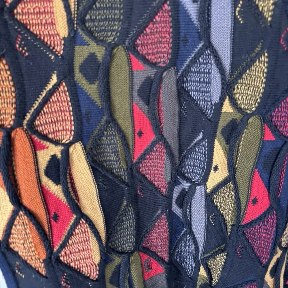 Vintage 1990s Hiphop TUNDRA Textured Sweater XLT Cotton Canada Coogi Colorful - Picture 7 of 8